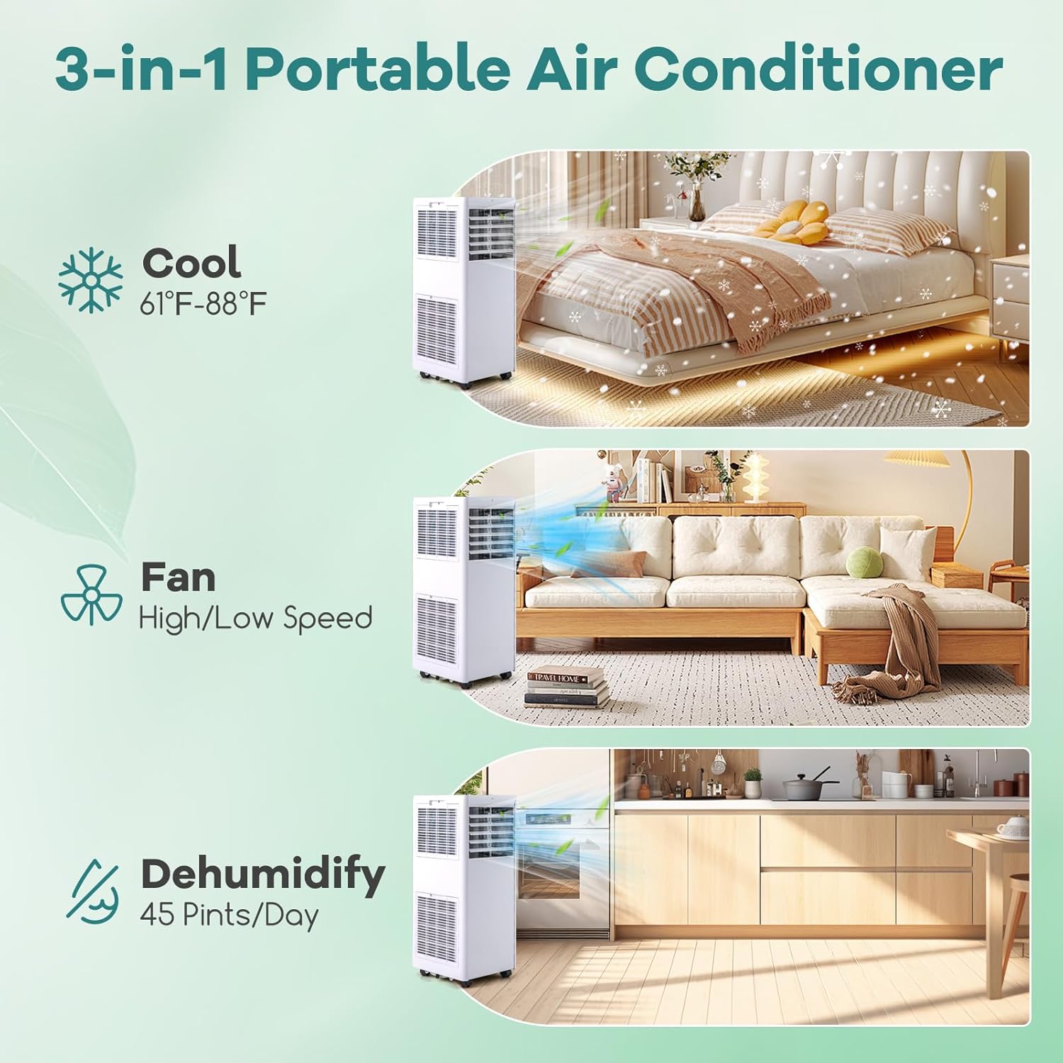 DORTALA Portable Air Conditioners, 8000 BTU Portable AC Unit with Cool, Fan & Dehumidifier, Quiet Air Conditioner with Remote, 24H Timer, Sleep Mode & Installation Kit for Rooms up to 250 Sq. Ft