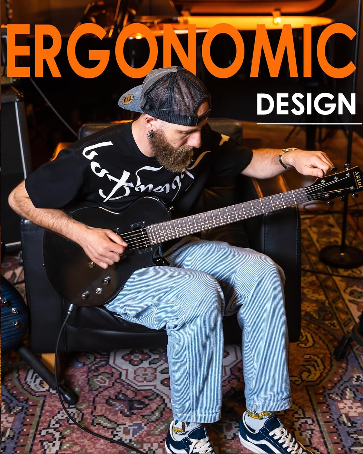 AKLOT 24-Fret Electric Guitar Kit – Single Cut (LP Style), Modern Playability with Coil-Split Humbucker Pickups, Essential Accessories Included, Phantom Black