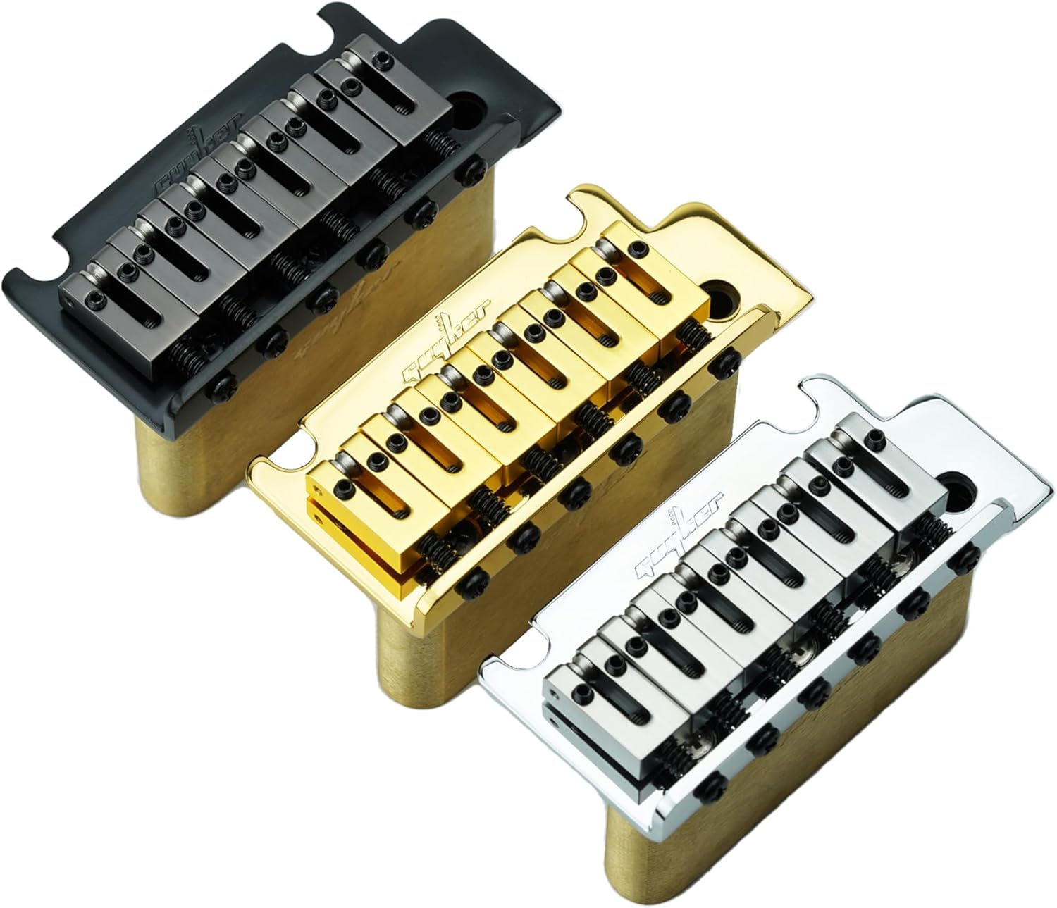 Guyker Guitar Tremolo Bridge with Brass Roller Saddle String Space 10.5mm & Brass Block & Spring and Claw, Pop-In Vibrato Bar, Complete Install Kit for Start ST Electric Guitar(GG-2001, Black)