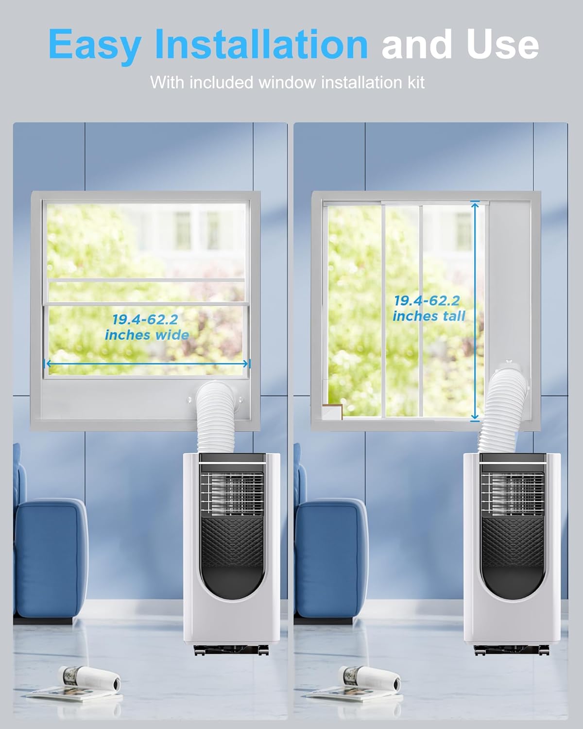 8,000 BTU Portable Air Conditioners, 4 Modes Portable AC Unit with Fast Cooling/Energy Efficient/Remote/24Hrs Timer for Bedroom/Dorms/Indoor Rooms, White