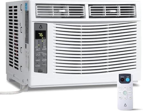 Window Air Conditioner, 6,000 BTU Cools 250 Sq Ft, Wi-Fi Enabled Smart AC with Remote & App Control, Easy Install Kit, Energy Efficient Cooling for Medium Rooms, White