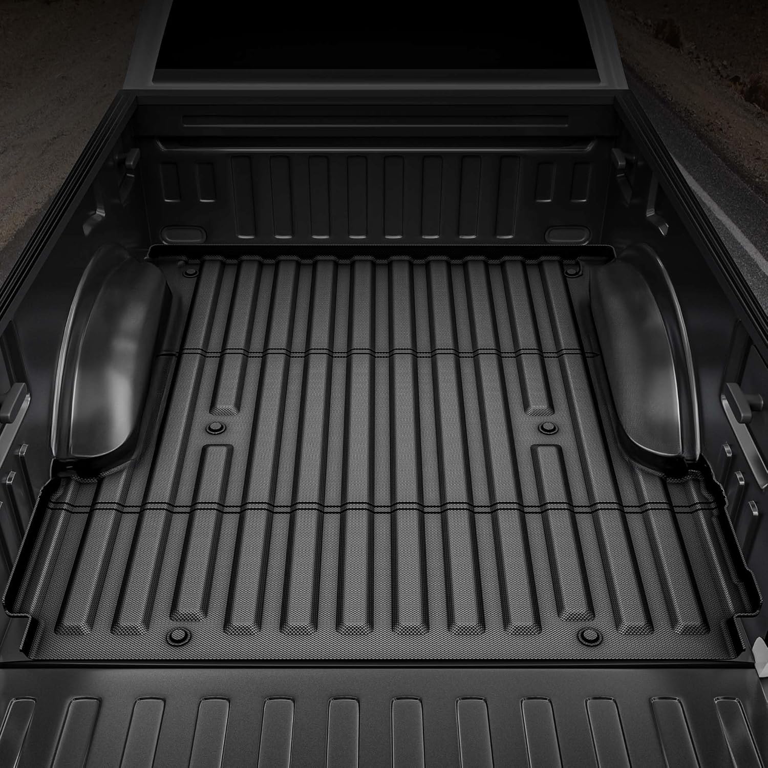 OEDRO Truck Bed Mat Fit for 2015-2025 Ford F150 & Lightning 5.5 FT Vehicle Bed Liner, TPE All Weather Protection F-150 Heavy Duty Pickup Bed Liner Accessories, Black