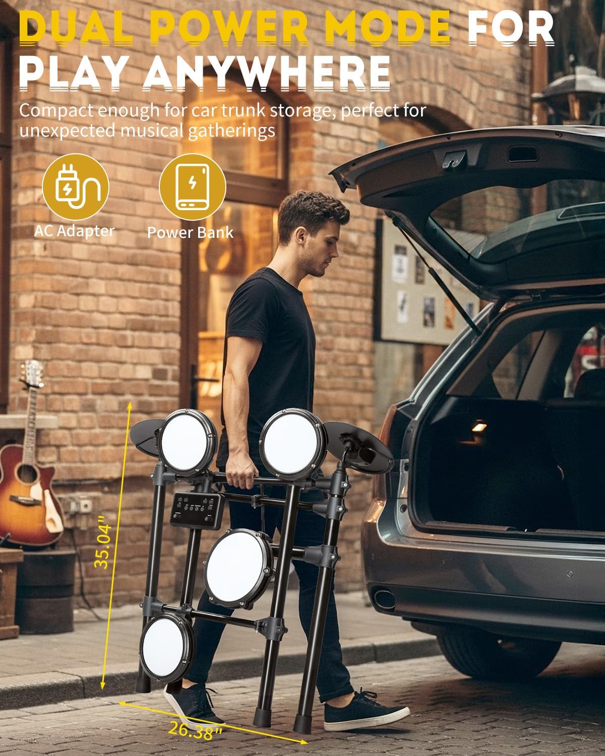 Ktaxon Electric Drum Set, Electronic Drum Set with USB MIDI, Dual Power Modes, 3 Smart Coaching, Dual Zone Triggering, Metronome, Record, 225 Authentic Sounds, 64 Polyphony & 30 Demos for Adults(Full)