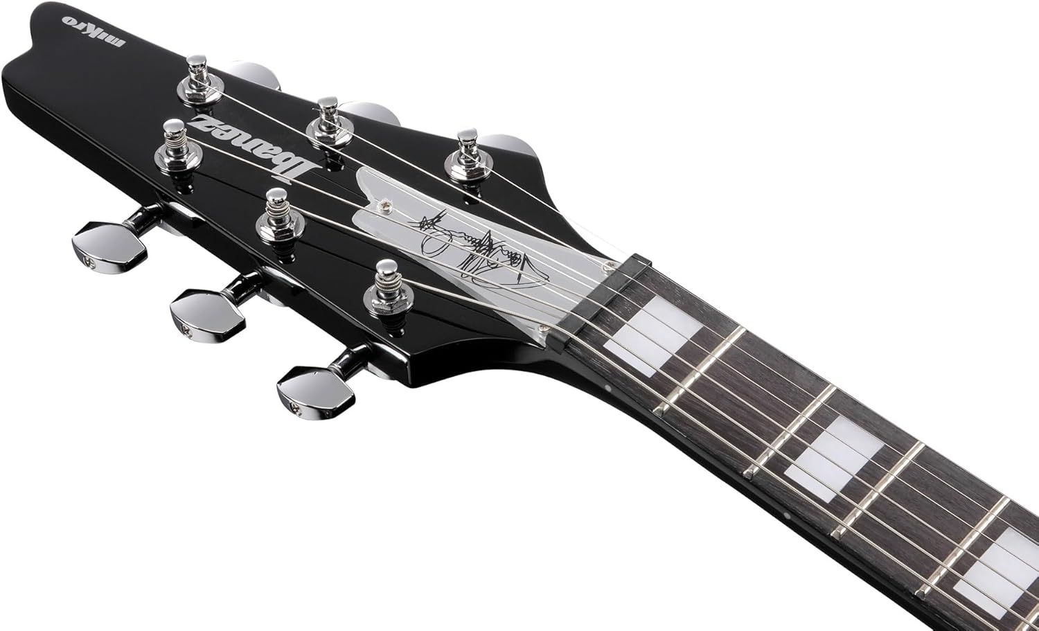 Ibanez PSM10 Paul Stanley miKro Short Scale Electric Guitar - Black Bundle with Amplifier, Tuner, Cable, Picks, Austin Bazaar Instructional Video, and Polishing Cloth