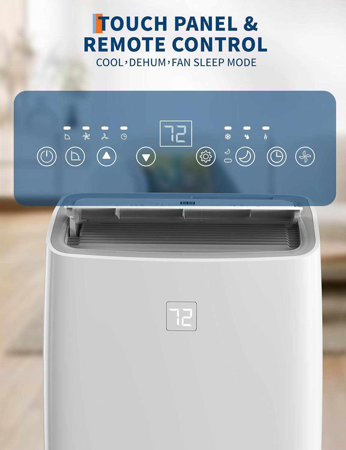 Portable Air Conditioners 14,000 BTU, Portable AC Unit for Bedroom and Office, 400m³/h Cooling for 750 Sq. Ft, Drain-Free Technology with 75-Pint Dehumidification, Includes Remote & Mount Kit, White