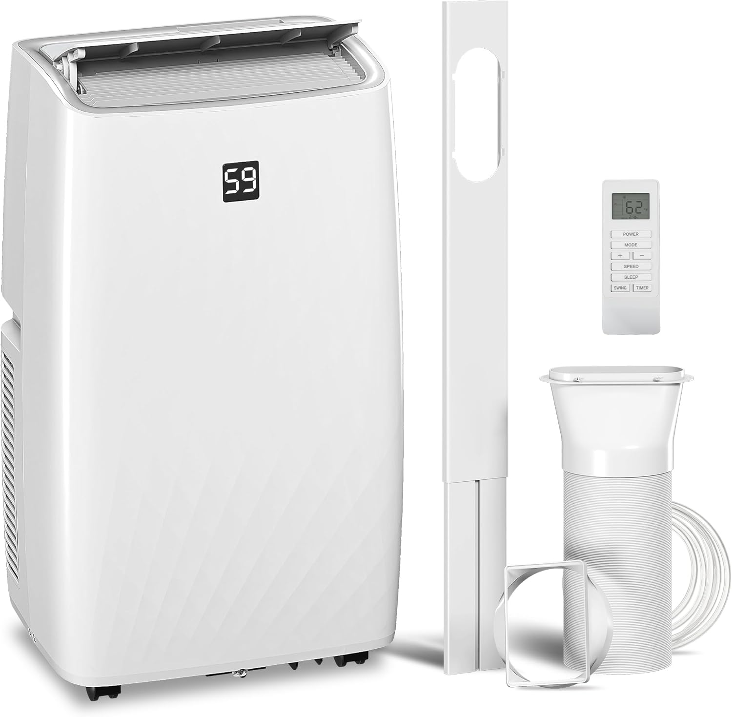 HOMCOM Portable Air Conditioner, 3-in-1 14000 BTU AC Unit with Cool, Dehumidifier, Fan, for Room up to 700 Sq. ft, 24H Timer On Off, 3 Speeds, Auto and Sleep Mode, Remote Control, Window Kit