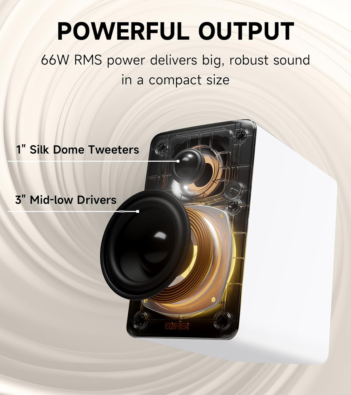 Edifier M60 Multimedia Speaker Bluetooth 5.3, 66W RMS, Hi-Res Audio & Hi-Res Wireless Audio, LDAC,3