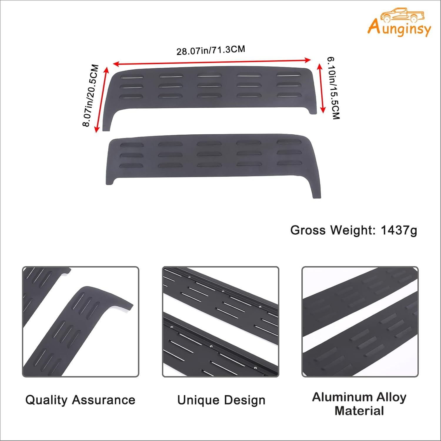 Aunginsy Car Aluminum Rear Side Window Louvers Air Vent Cover Compatible with Toyota Tacoma 2016-2023 Rear Side Window Louvers Sun Shade Cover Wind Vent Air Deflector Decoration Exterior Accessories