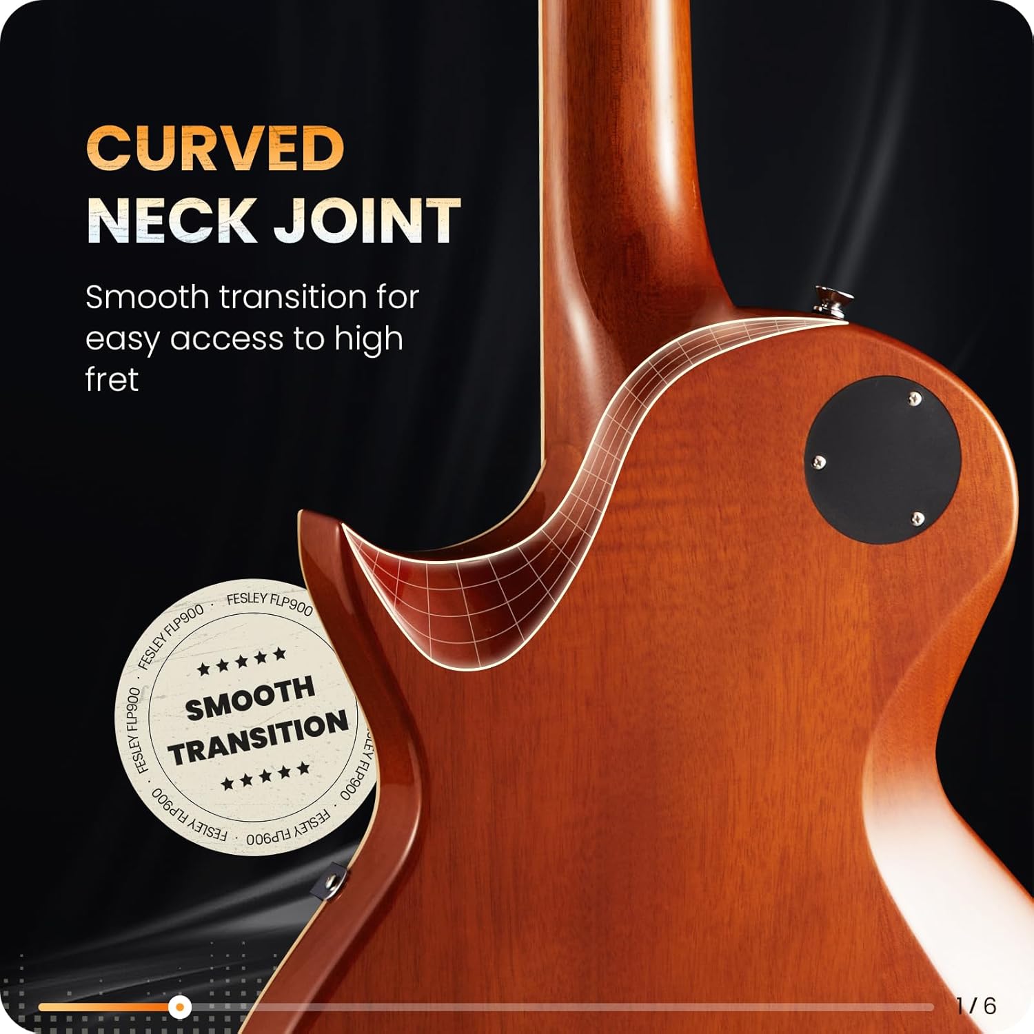 Fesley LP Electric Guitar with Arched Top Sunburst+ Fesley Mini Guitar Amp 10W Portable Recharged Guitar Amplifier