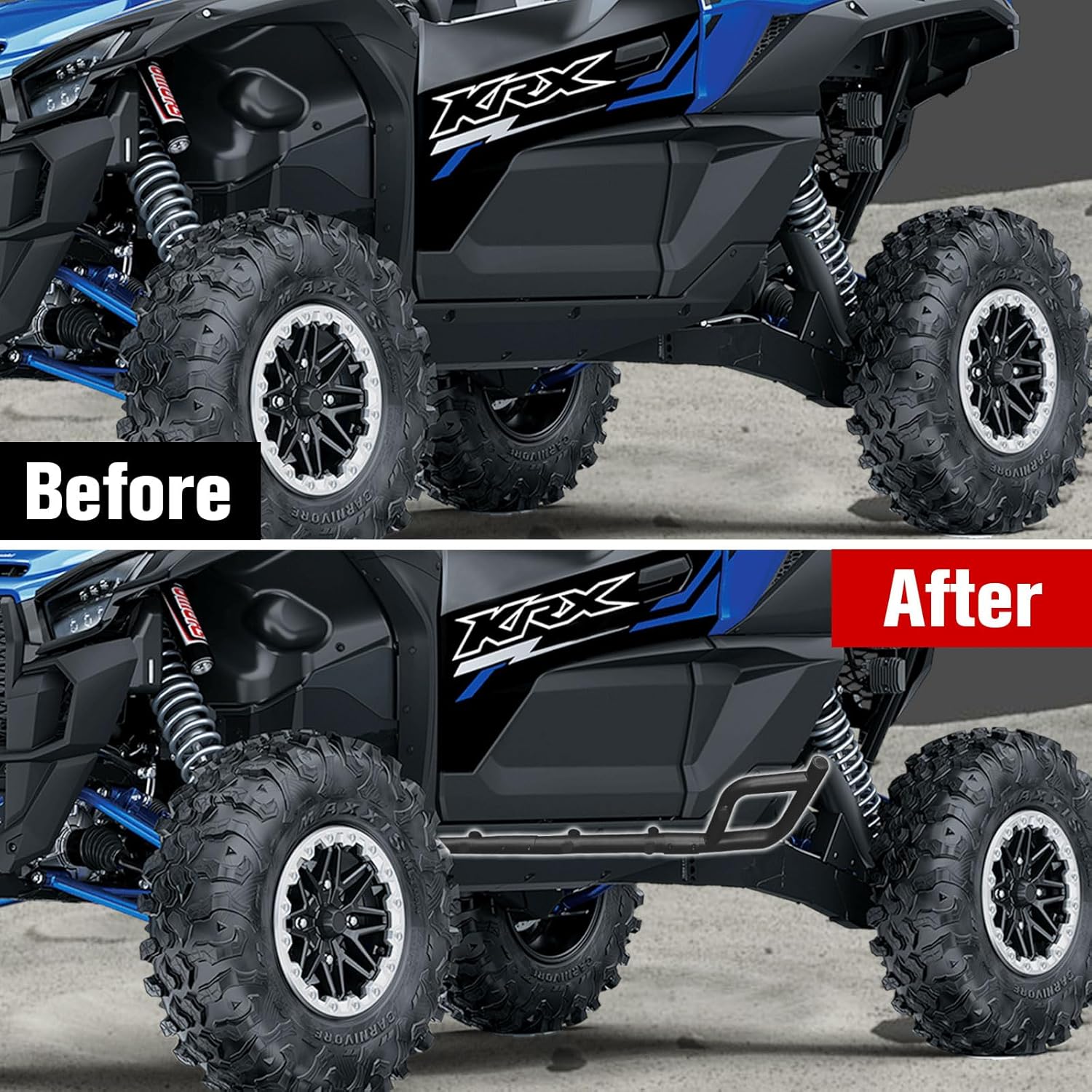 Nerf Bars Rock Sliders for Kawasaki Teryx KRX 1000, Combined Side Bumper Brush Guard Side Steps Nerf Bars Tree Kickers for Kawasaki Teryx KRX 1000 2020-2025 Accessories (2 Seats)