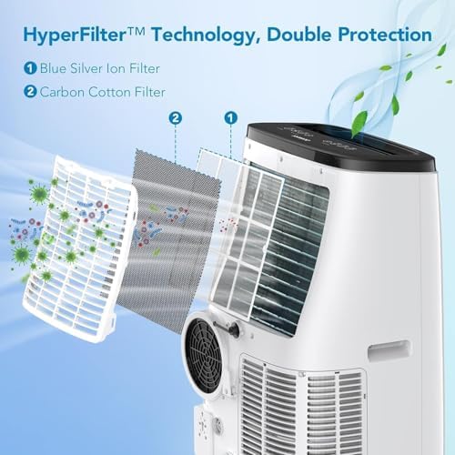 Portable Air Conditioner - 14,000 BTU, 3-In-1 Functionality (Cooling, Dehumidifier, Fan) for Rooms Up to 750 Sq. Ft. Includes Remote Control, Window Kit, and Is Perfect for Bedrooms, Apartments, or Sm
