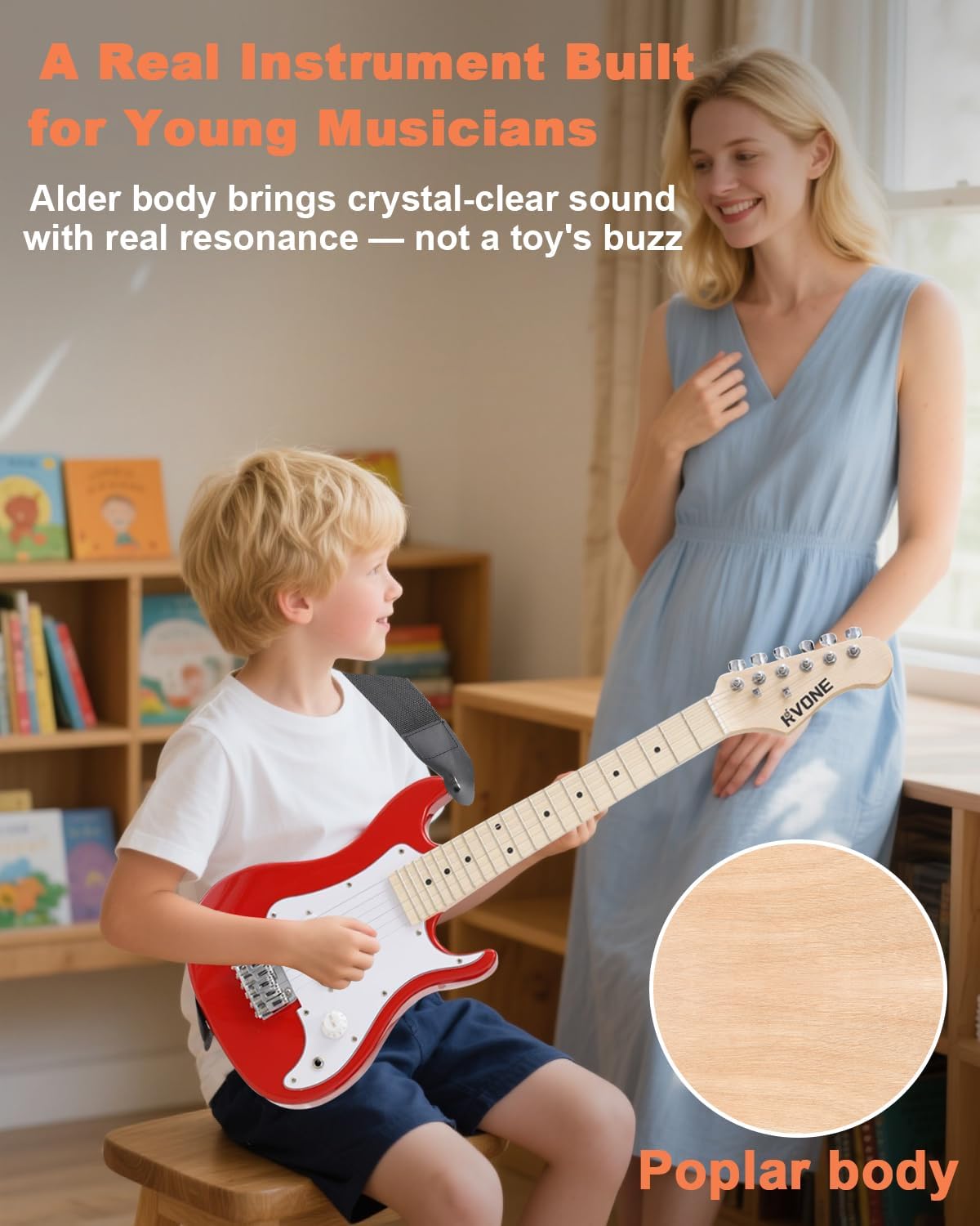 Kids Electric Guitar Beginner Kit 30 Inch, Mini ST Style Electric Guitar for Boys Girls with Amp 5W, Gig Bag, Tuner, Strap, Cable, Picks, Extra Strings, RST-70 Red