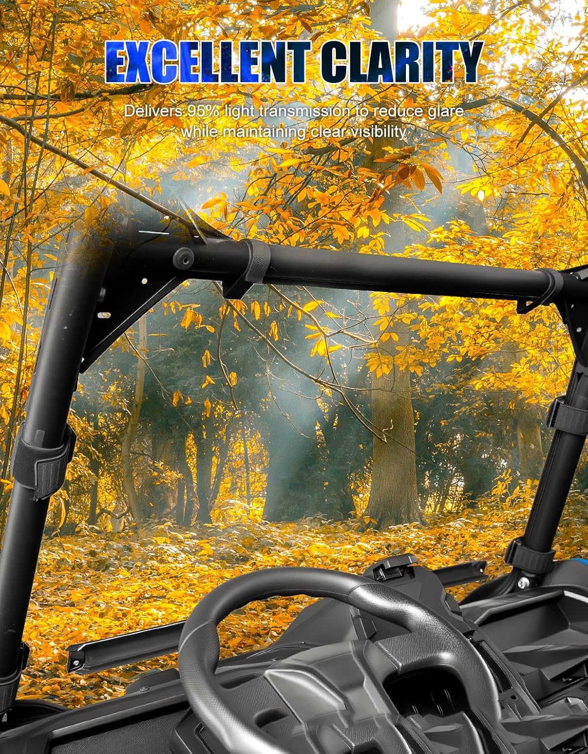 Front Vented Full Windshield Fit for Kawasaki Teryx KRX 1000 2020-2025 Accessories, Scratch Resistant Hard-Coated Poly Clear Windscreen, Dustproof Windproof Noise Reduction