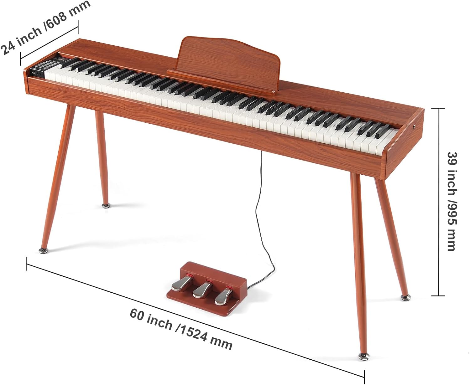 HappyBuy Digital Piano with Weighted Keys, 88 Key Electric Piano with Dual Keyboard & Speakers, Four-Legged Stand and Headphone, 200 Tones & Rhythms, Bluetooth/USB/MIDI Support, Ideal for Novices