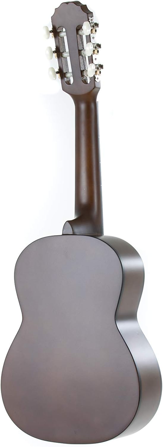 GEWA E-Acoustic Classical Guitar BASIC 1/4, children's guitar (ideal for children from 4-7, nickel silver frets, chrome-plated tuners, lime and pakka wood, scale: 450 mm, nut: 43 mm), walnut