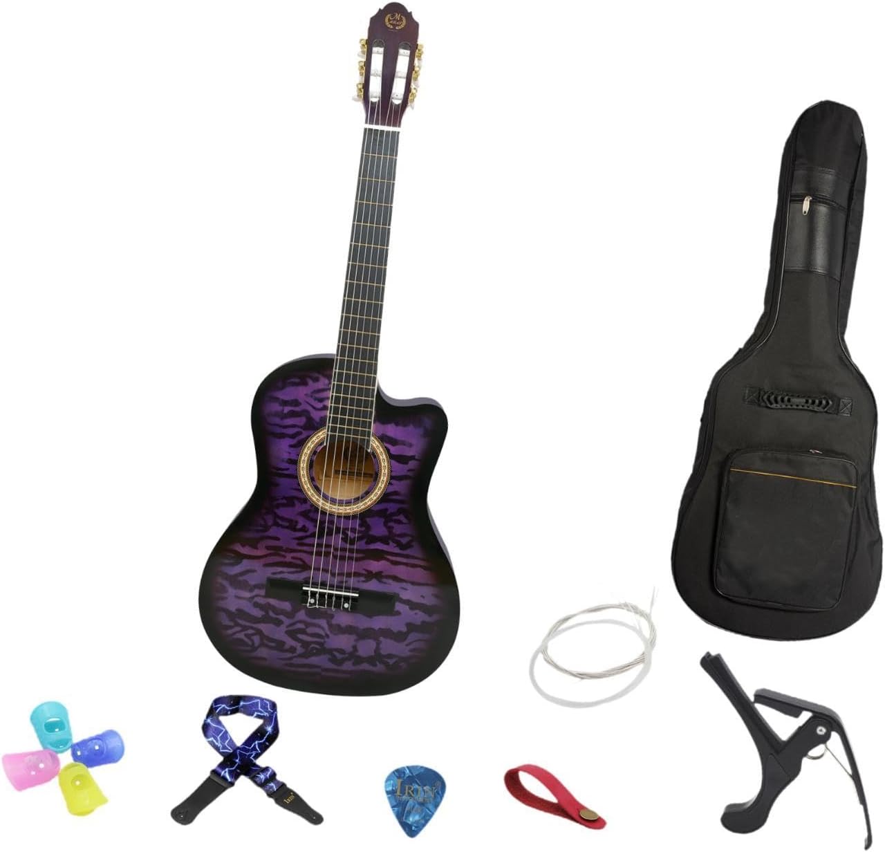 Acoustic Guitar for Beginners - Portable Travel Guitar with Steel Strings, Compact Size for Easy Learning and Performance- Purple
