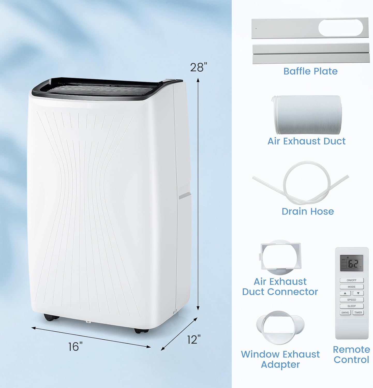 SIMOE 14,000 BTU Portable Air Conditioner with Cooling and Heating, Wi-Fi Enabled, 5-in-1 Floor AC Unit for Room up to 700 Sq Ft, 3 Air Speeds with Auto Oscillation, (9,500 BTU SACC)