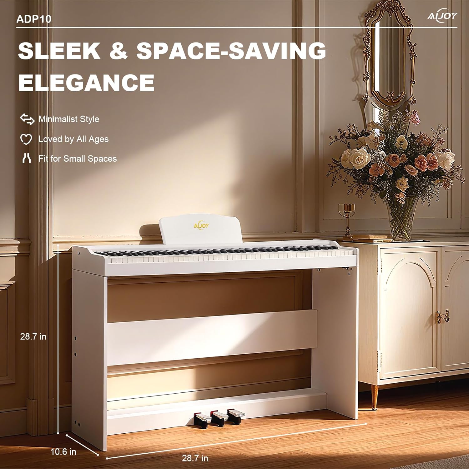 AiJoy 88-Key Digital Piano with Velocity-Sensitive Keys + AiJoy Duet Piano Bench with Storage