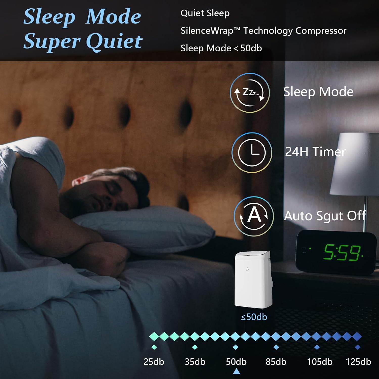 Portable Air Conditioner 14000 BTU with Remote Control, 3-in-1 Free Standing Cooling AC Unit with Fan & Dehumidifier, Cooling Up to 700 sq.ft, Smart/Sleep Mode,3 Speed,Auto Swing,24H Timer