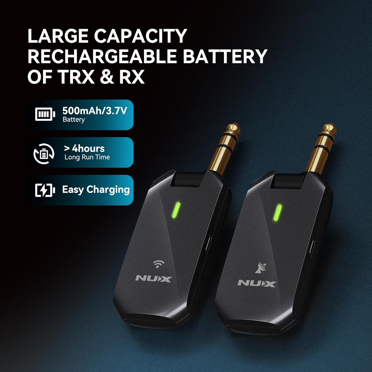 NUX C-5RC 5.8GHz Rechargeable Wireless Guitar System | 5.8GHz Auto-Pair, Portable Charging Case, Low Latency, Clear Audio for Electric Guitar, Bass & Ukulele