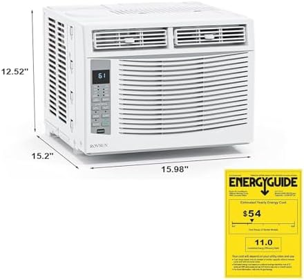 6,000 BTU Window Air Conditioner for 250 Sq. Ft Rooms – Energy-Efficient Cooling with Remote, Timer & Easy Install (115V)