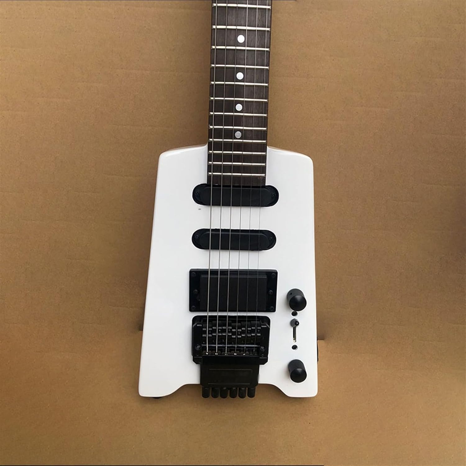 VENEKA Headless Electric Guitar Matte Headless 6 String Electric Guitar Basswood Body Portable Metal Music Travel Musical Instrument (Color : 02)