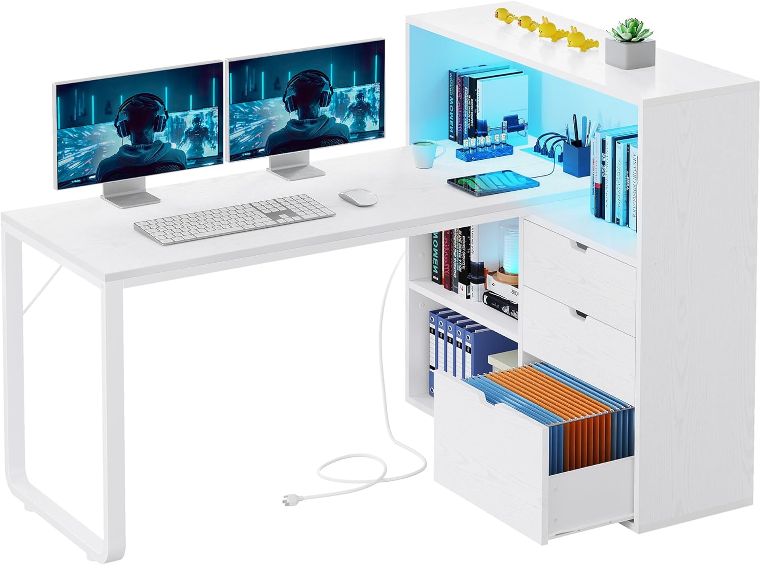 YITAHOME L Shaped Desk with Power Outlets, 55