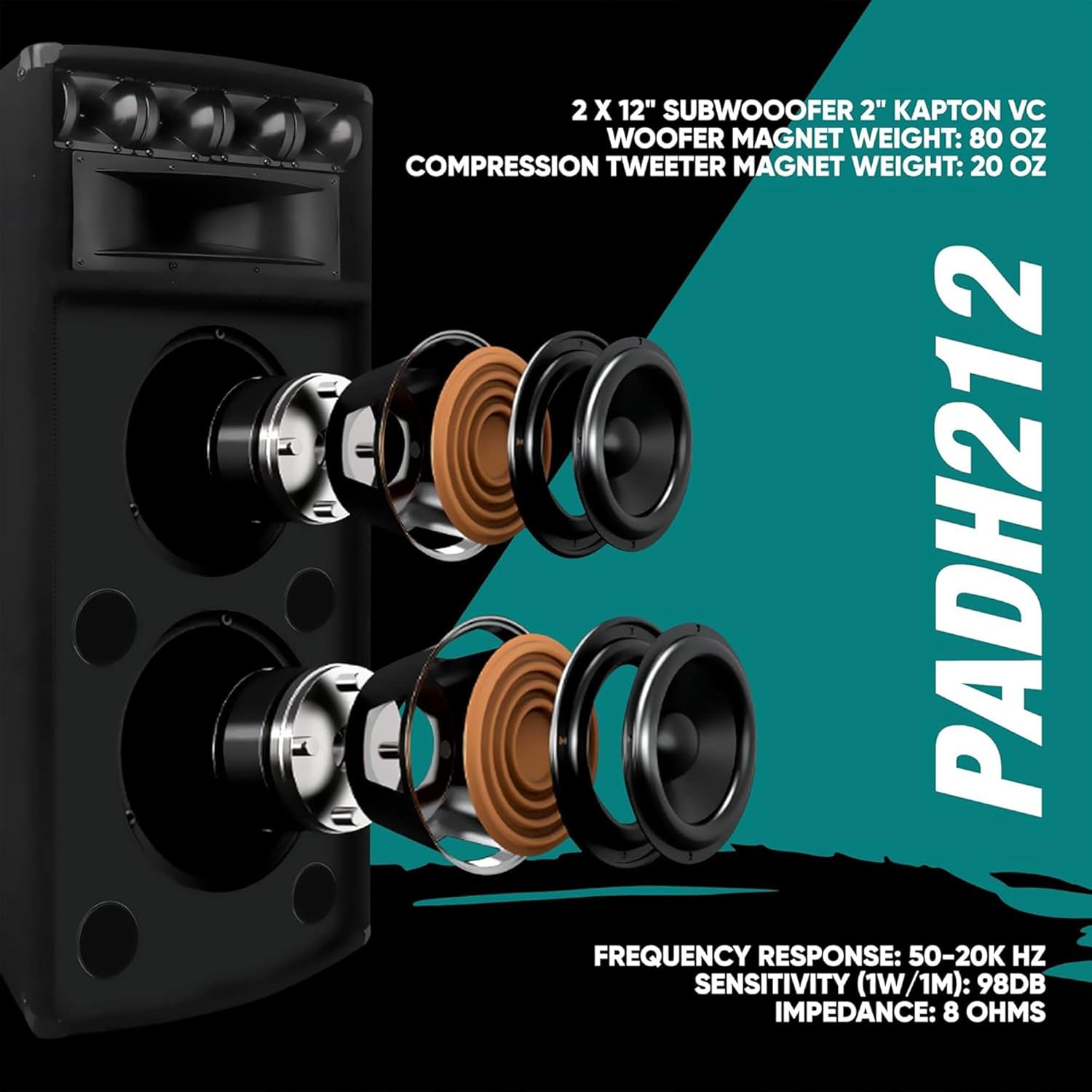 Pyle Portable Cabinet PA Speaker System - 1600 Watt Outdoor Stereo Sound Speakers w/ Dual 12