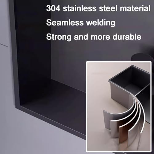 Shower Niche, Recessed Shower Cabinet WallMounted Stainless Steel Caddy Inwall Shampoo Storage Box Bathroom Organizer Cream Finish 900x280x125mmReplacement Solution