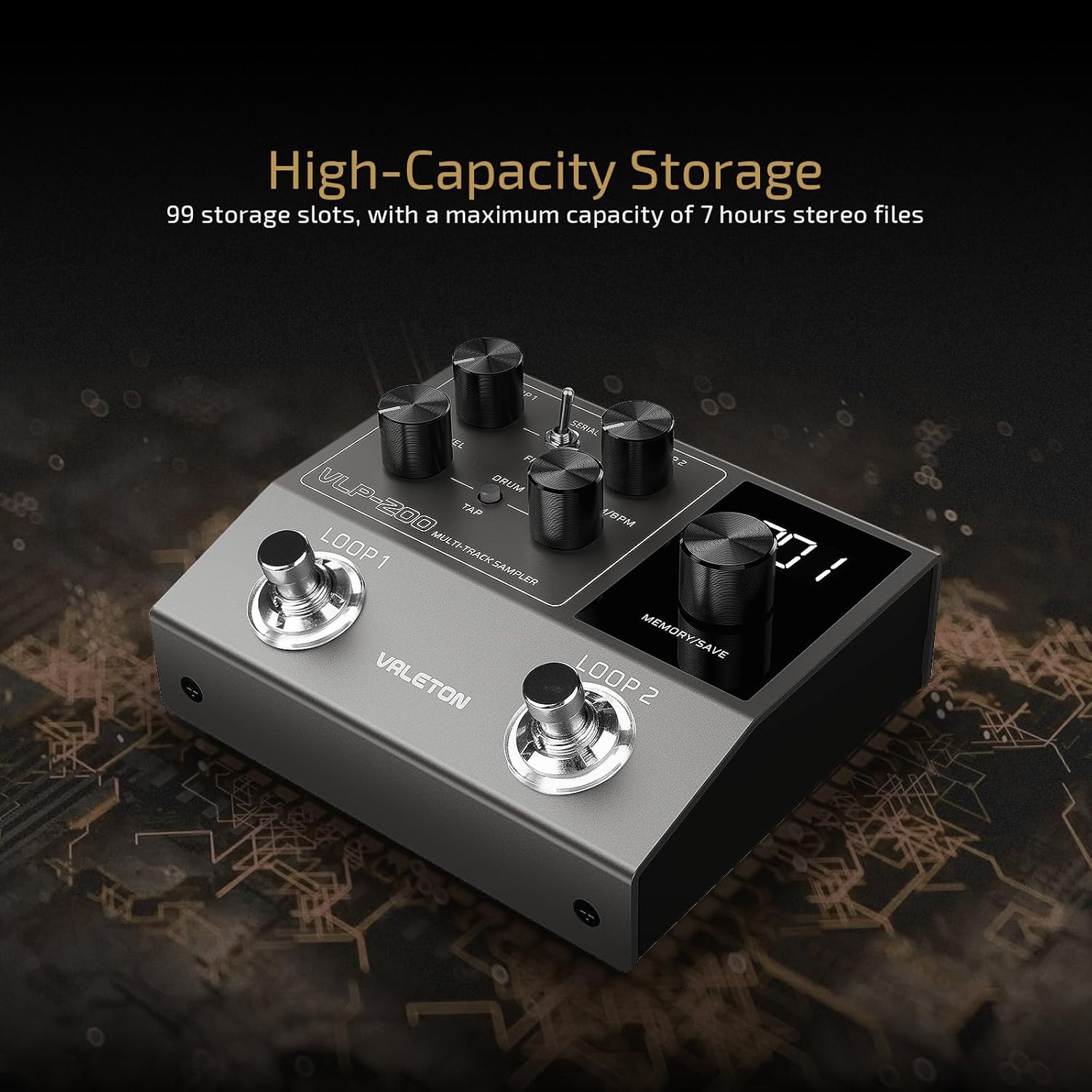 VALETON Looper Pedal Dual Track Stereo Looper for Guitar, Bass, Keyboard, Vocals Drum Machine 99 Project Storage spaces Software Support VLP-200(Included 1 PCS Additional 15 CM TS Cable)