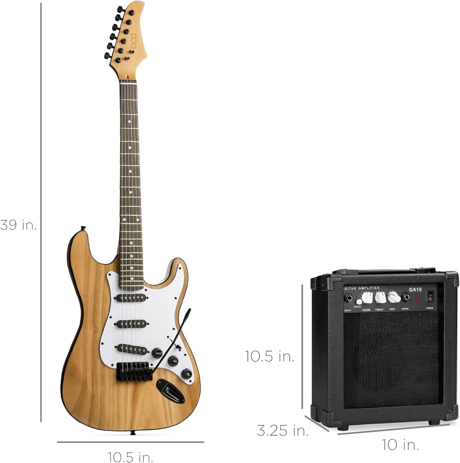 Best Choice Products 39in Full Size Beginner Electric Guitar Starter Kit w/Case, Strap, 10W Amp, Strings, Pick, Tremolo Bar - Natural