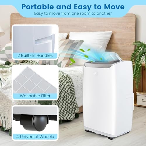 Acekool 12,000 BTUs Portable Air Conditioners with Remote Control, 3-in-1 Portable AC Unit with Dehumidifier & Fan, Cools Room up to 550 sq.ft., Smart/Sleep Mode, 24H Timer