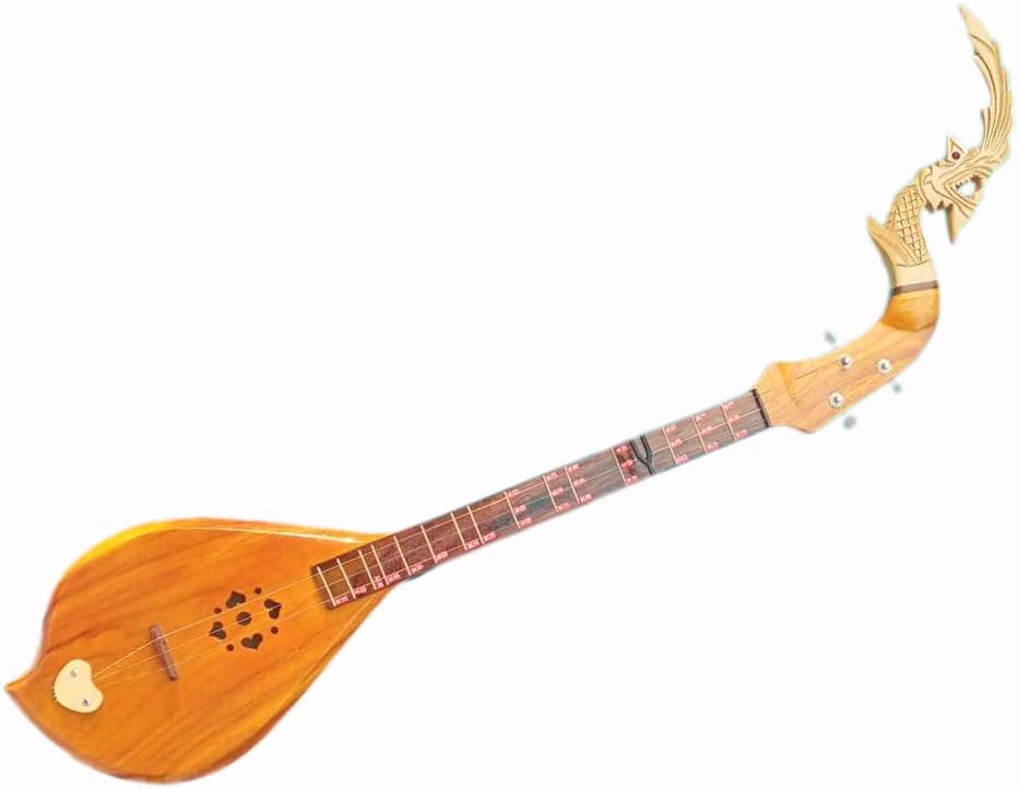 Isarn Acoustic Phin 3 Strings, Thai Lao Guitar Musical Instrument, Traditional Thai Classical Musical (Pin N02-3)