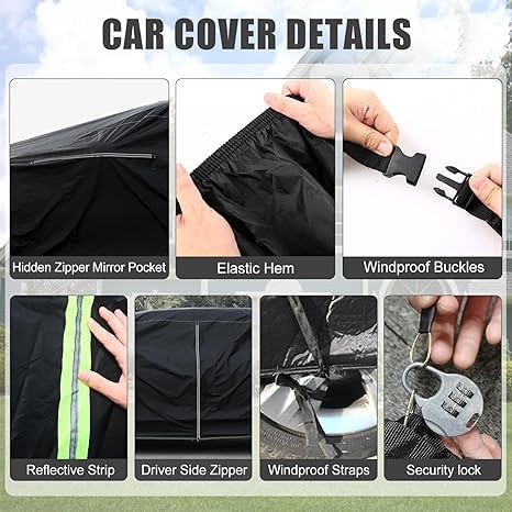 Old Classic Car Cover Waterproof Compatible with Ford Model A Coupe/Roadster 1928-1931 Accessories, 210T Black All Weather Car Covers with Zipper&Lock for Car Dust Snow Rain Hail Protection