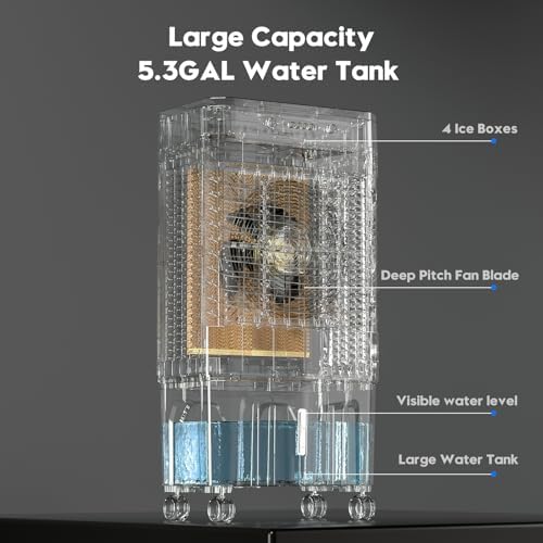 Auertech 1800CFM Swamp Cooler with Remote, 5.3 Gal Evaporative Air Cooler with 12H Timer, 3 Speeds, 120°Oscillation, Indoor Outdoor Portable Swamp Cooler Air Conditioner for Room, Garage