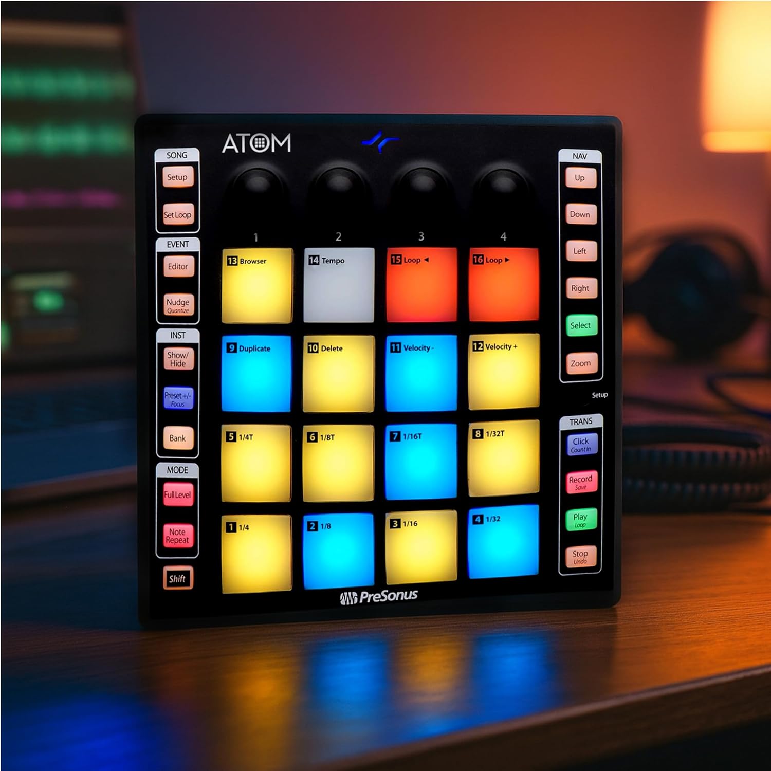 PreSonus ATOM Production and Performance MIDI Pad Controller Bundle with USB-C Adaptor and Austin Bazaar Polishing Cloth