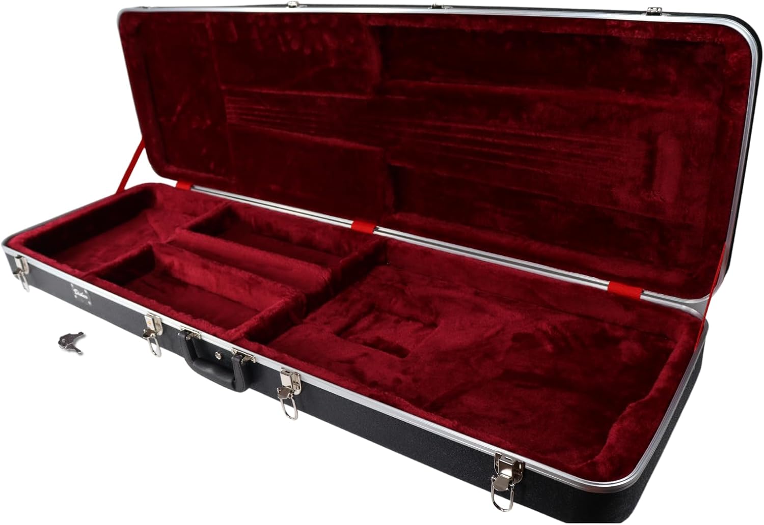 Disher Rattlesnake Bass Guitar (with Disher hard case, Disher seatbelt/leather guitar strap & 10 ft braided guitar cable) (3 Colors) (Metallic Cherry Red)