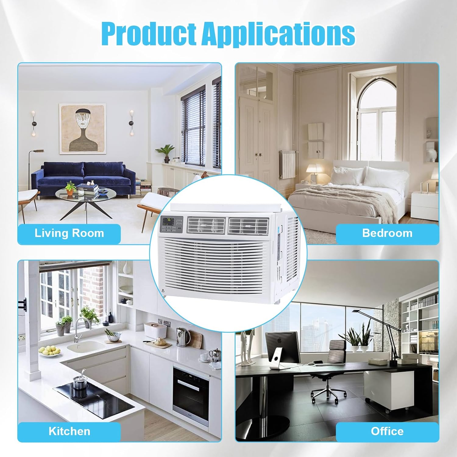 Window Air Conditioner, 12000 BTU for Rooms up to 550 Sq. Ft.- WiFi Enabled, Maintains Window View & Natural Light, 5 Modes, Ultra Quiet, Energy Savings, Easy Install, White
