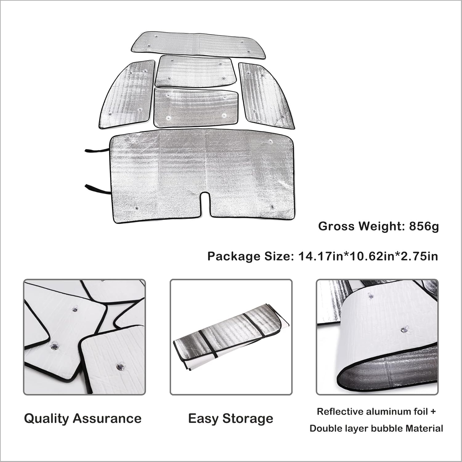 Car Full Windshield Sunshade Compatible with Toyota Tundra 2007-2021 Automotive 6Pcs Windshield Sunshades Foldable Reflective Sun Visor for UV Rays and Sun Heat Full Protect Car Interior Accessories