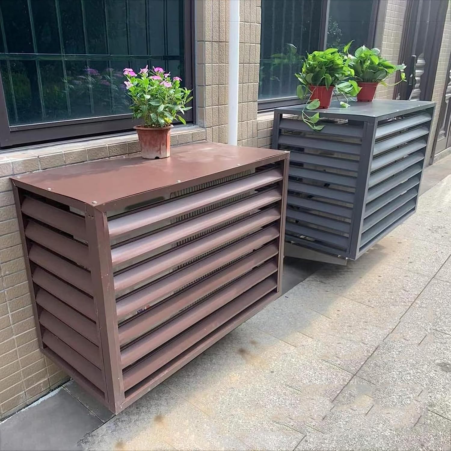 Outdoor Air Conditioning Cover, Aluminum Condenser Protective Cover, Grilles for AC and Heat Pumps, Mini Split Air Conditioner Cover for Outside Units, Freestanding Louvered Space Divider (