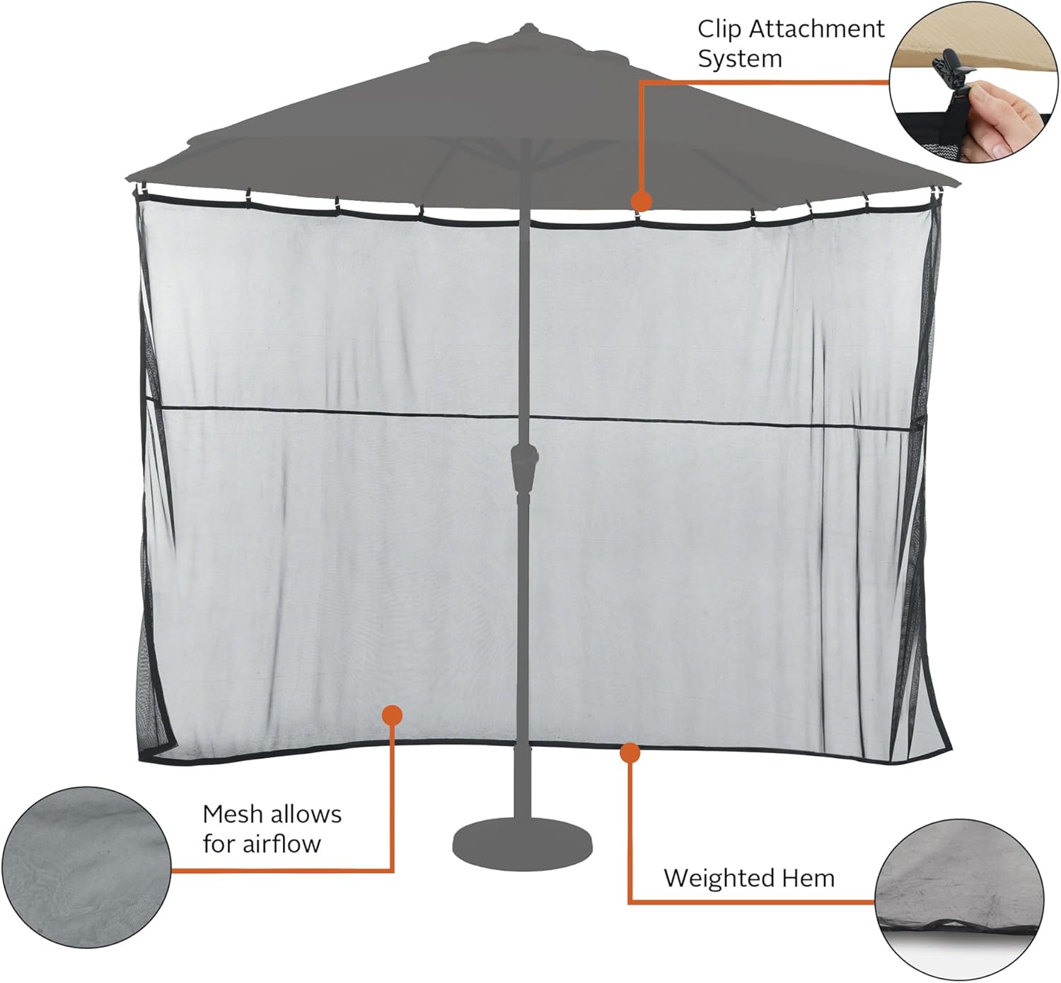 Classic Accessories Water-Resistant 68 Inch Universal Patio Umbrella Shade Screen, Patio Furniture Covers (Pack of 2)