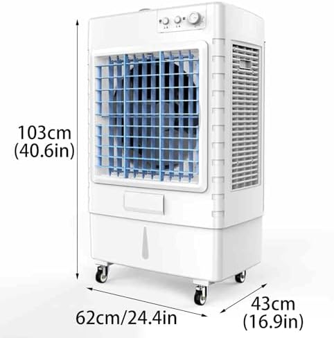 Evaporative Air Cooler, Portable Swamp Cooler with Knob Control and Large Water Tank, 3-in-1 Air Conditioner for Office Garage