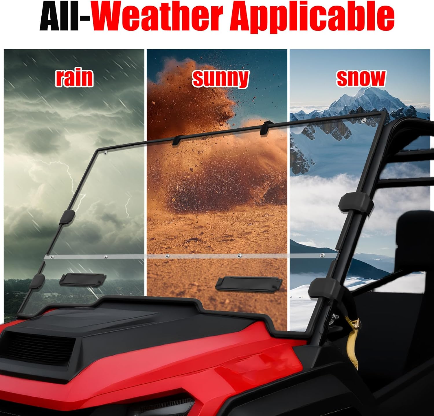 Front Full Windshield for Honda Pioneer 1000 2016-2025, Combined Clear Vented Hard Coated Windshield Front Window Full Windscreen for Honda Pioneer 1000-3 1000-5 1000-6 2016-2025 Accessories