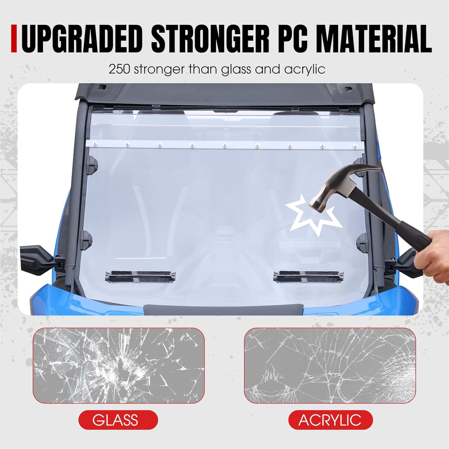 A & UTV PRO Vented Full Front Windshield for 2021-2026 Can Am Commander, Hard Coat PC Front Window Accessories for Can-Am Commander, Scratch Resistant