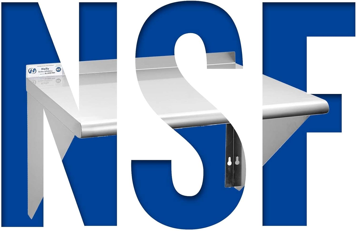 HALLY SINKS & TABLES H Stainless Steel Shelf 18 x 24 Inches, 300 lb, Commercial Wall Mount Floating Shelving for Restaurant, Kitchen, Home and Hotel