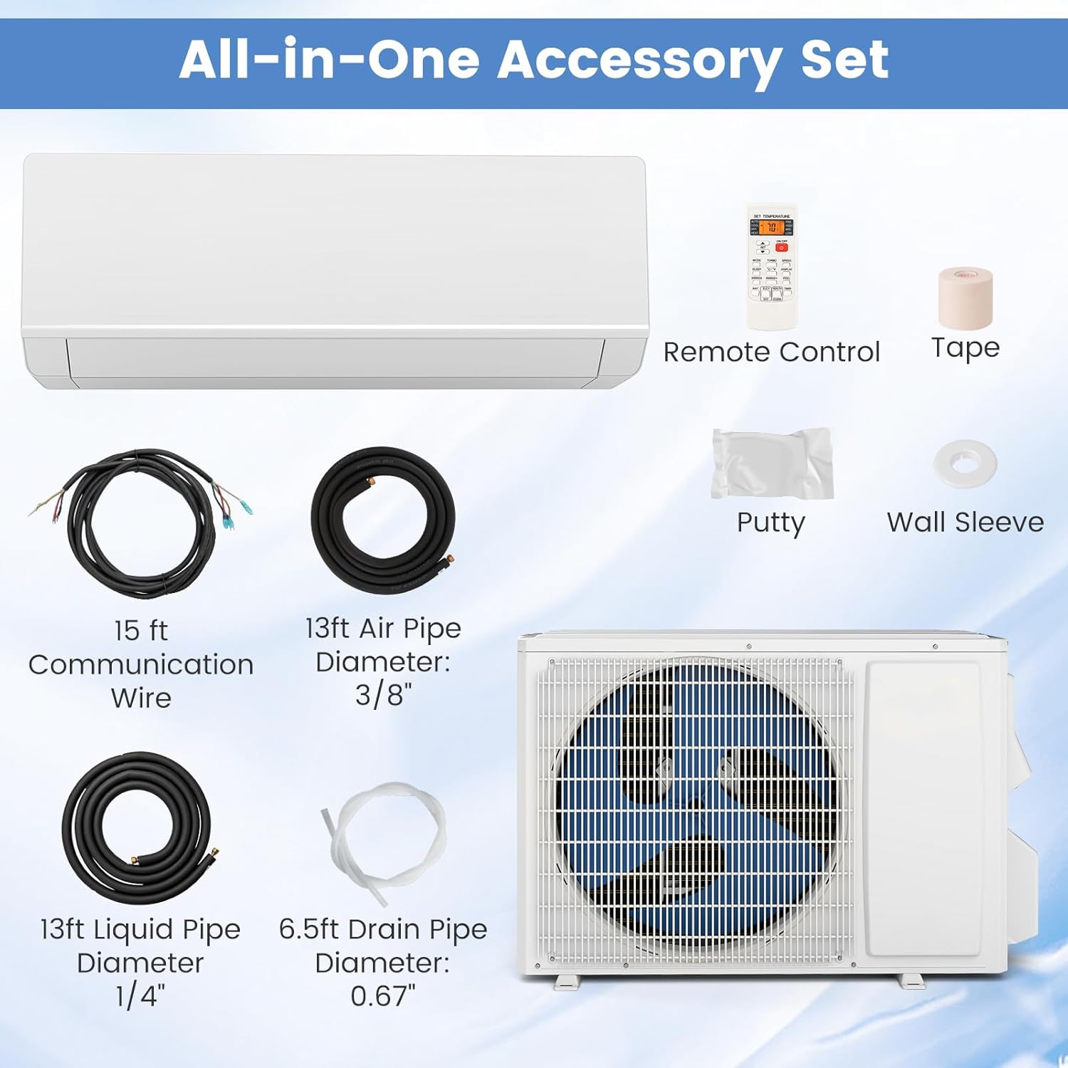 ARLIME 12000 BTU Mini Split AC, 24 SEER2 Inverter Air Conditioner w/ 1 Ton Heat Pump, Works with Alexa, Wifi, Cools up to 750 sq. Ft, Wall AC Unit with Installation Kit (12000 BTU 24 SEER2 208-230V)
