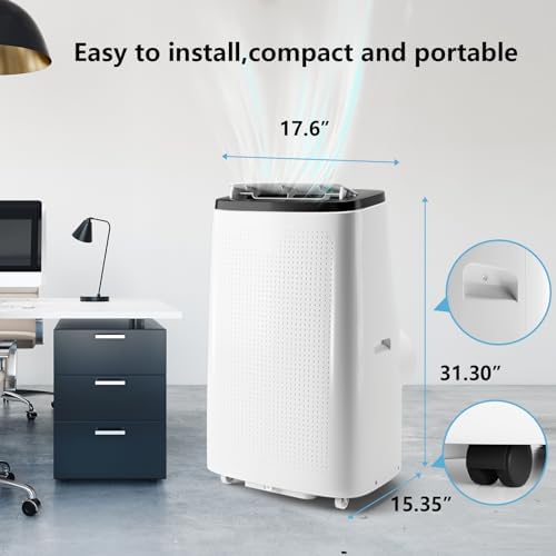 14,000 BTU Portable Air Conditioner, 3-IN-1 Quiet Portable AC Unit Cools Up to 700 Sq.Ft with Remote Control, Smart/Sleep Mode, Auto Swing, 24H Timer & Installation Kits for Large Room