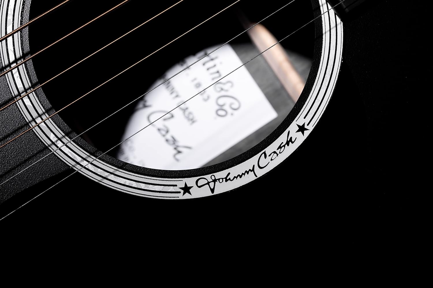 Martin Guitars DX Johnny Cash Signature Edition Acoustic-Electric Guitar with Gig Bag, HPL Construction, Modified D-14 Fret, Performing Artist Neck Jett Black