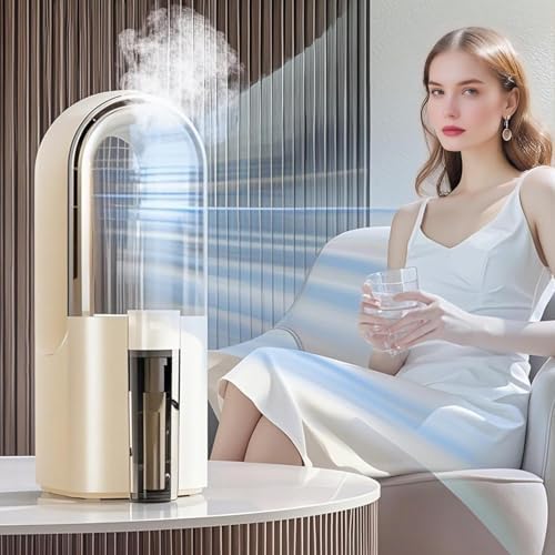 Portable AC Air Conditioner Portable Compact Indoor Air Conditioner with Removable Water Tank, Energy Efficient, Cooler Device for Bedroom, Living Room, Apartment, Studio (Cream)