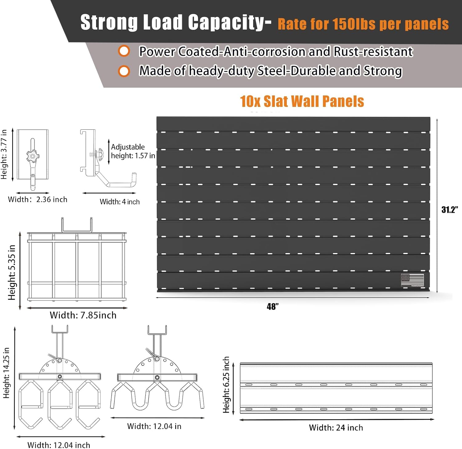 Gun Rack for Wall - Heavy-Duty Aluminium Tactical Rifle/Carbine/Shotgun Storage Wall Mount, Modular Gun Slatwall Panel Mount System - Firearms Accessory Organizer